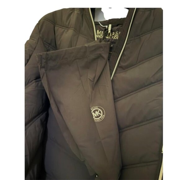 Michael Kors Womens Brown Zip Up Quilted Puffer Water Resistant Jacket Sz XL New - Picture 9 of 15